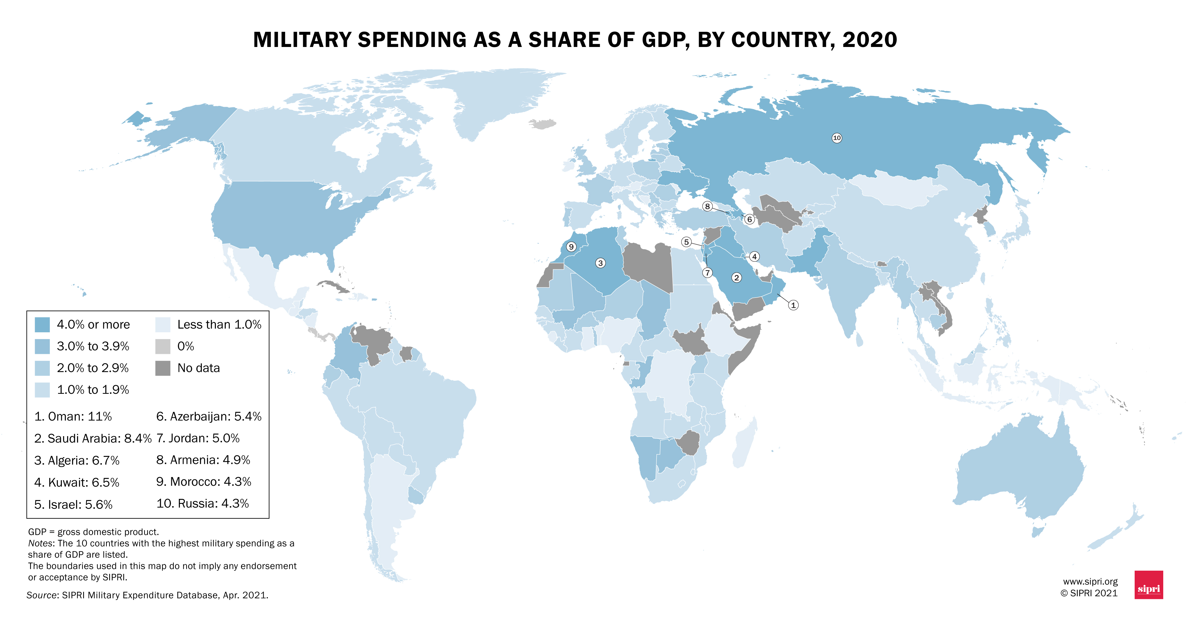 Military Spend Share of GDP High Res