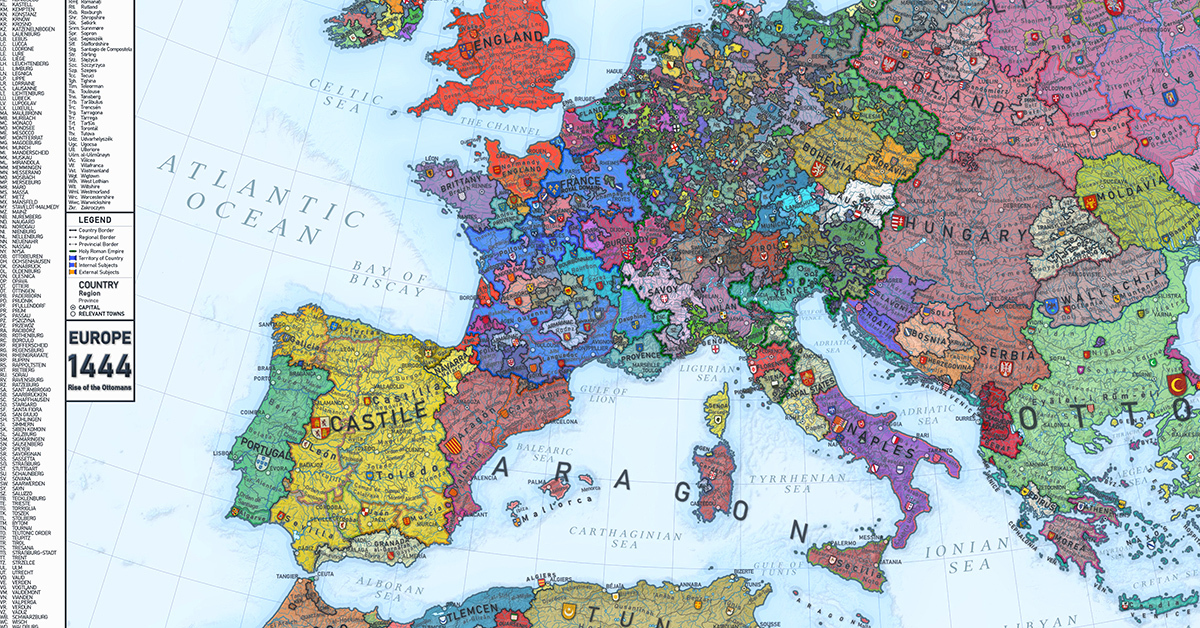 World Map Middle Ages Explore This Fascinating Map Of Medieval Europe In 1444