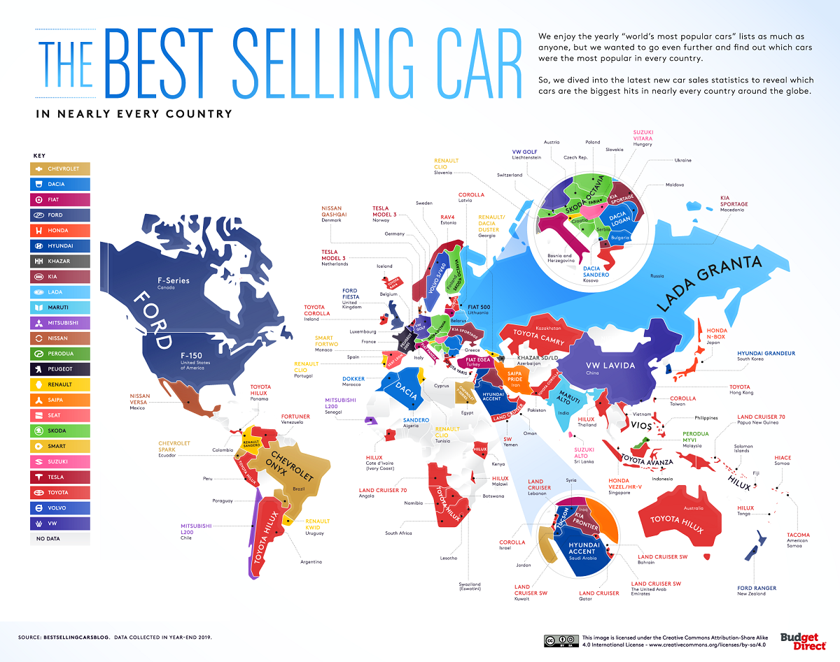 Map Best-Selling Vehicles in the World 1200