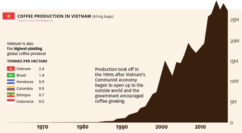 production de café au vietnam