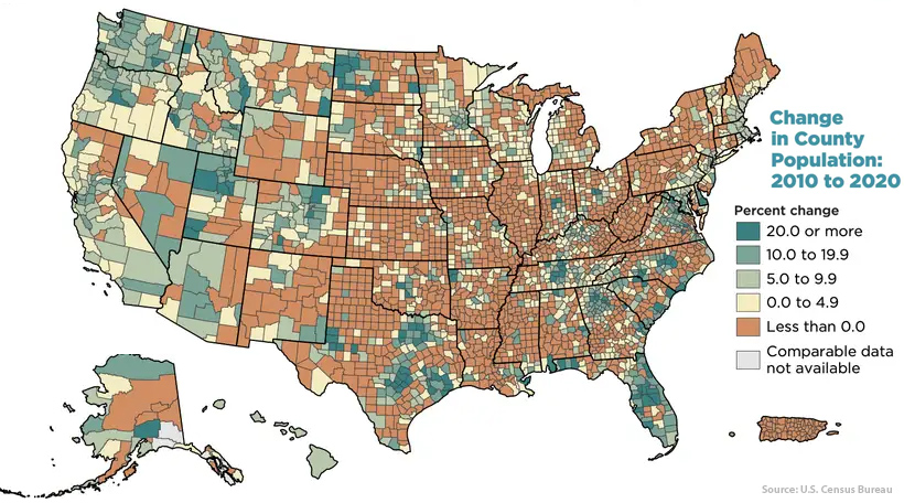 population change U.S. 2010-2020