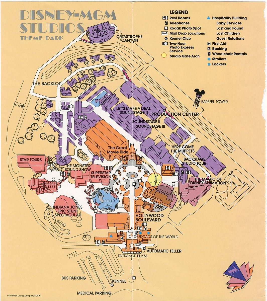 Walt Disney World Hollywood Studios Map 1990