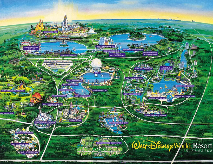 plátno Vana zóna disney world map výše snadno ovladatelný Svítání