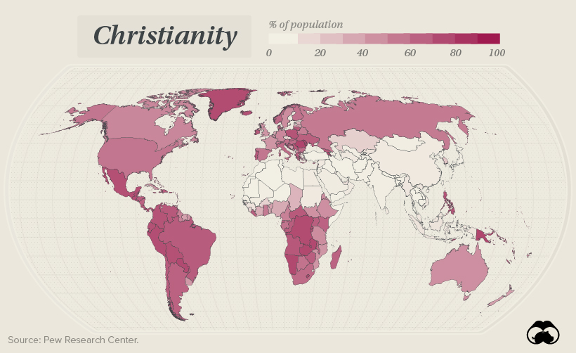 Mapped: The Worlds Major Religions