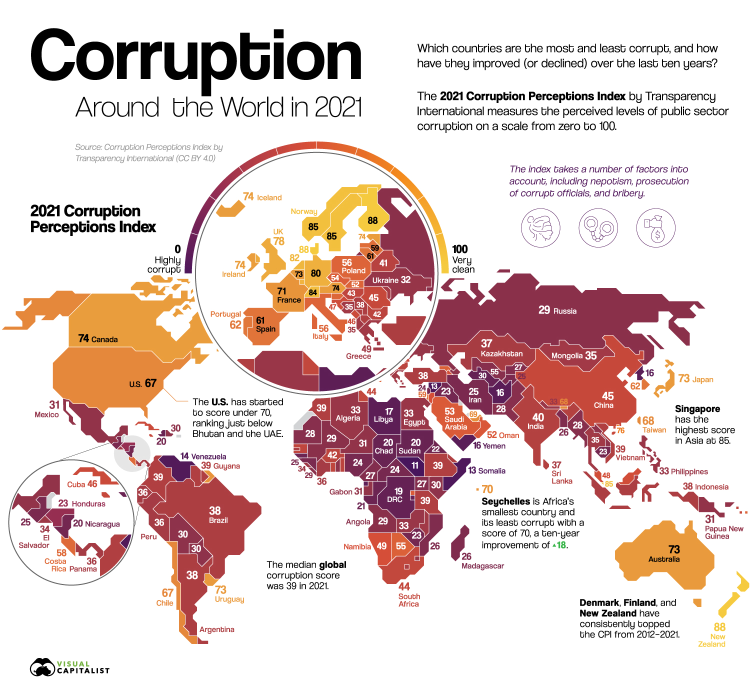Mapped Corruption in Countries Around the World