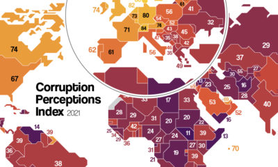 Mapped Corruption in Countries Around the World Share