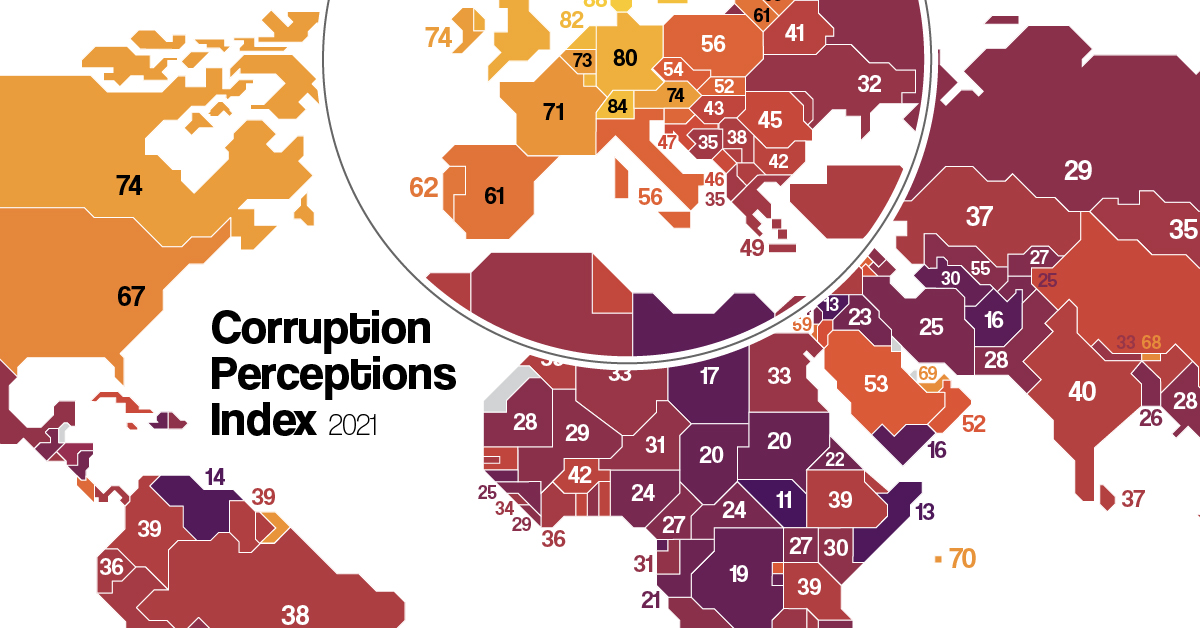 Mapped Corruption in Countries Around the World Share
