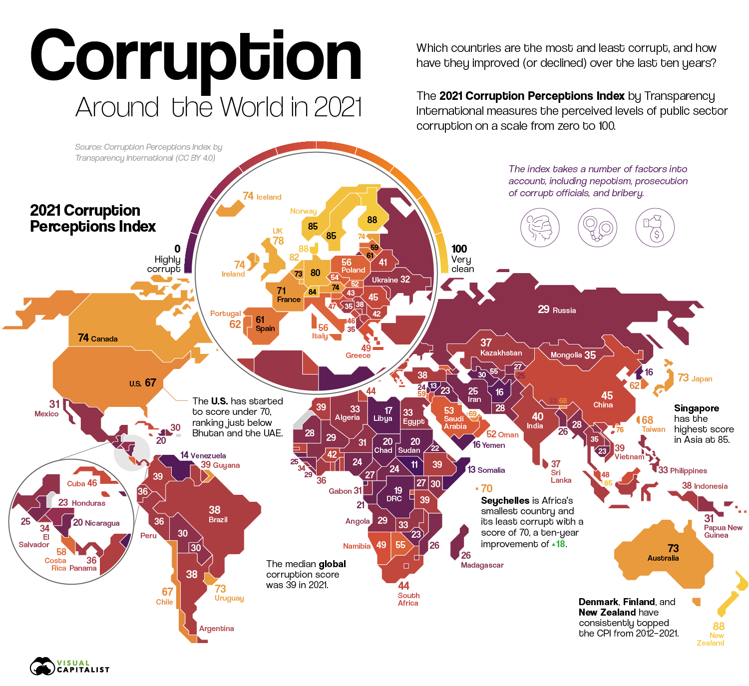 Mapped Corruption in Countries Around the World Full