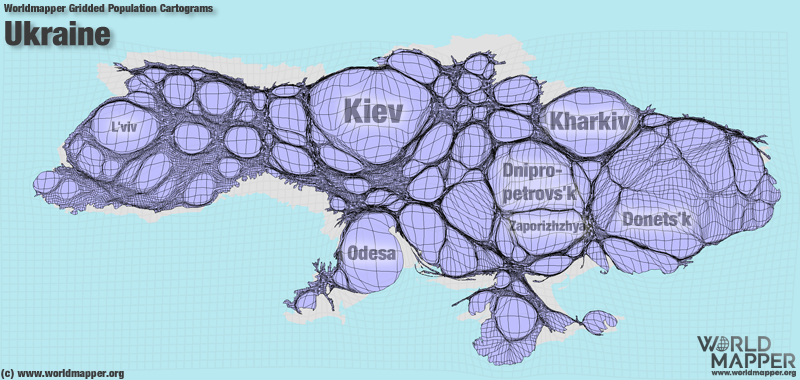 Ukraine population cartogram