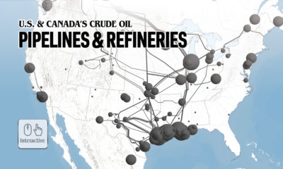map of crude oil pipelines and refineries in north america