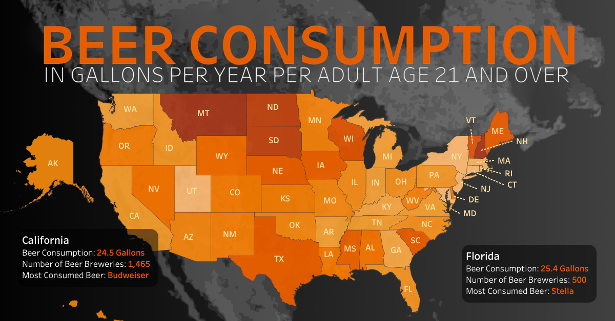 Mapped Beer Consumption in the U.S. Social