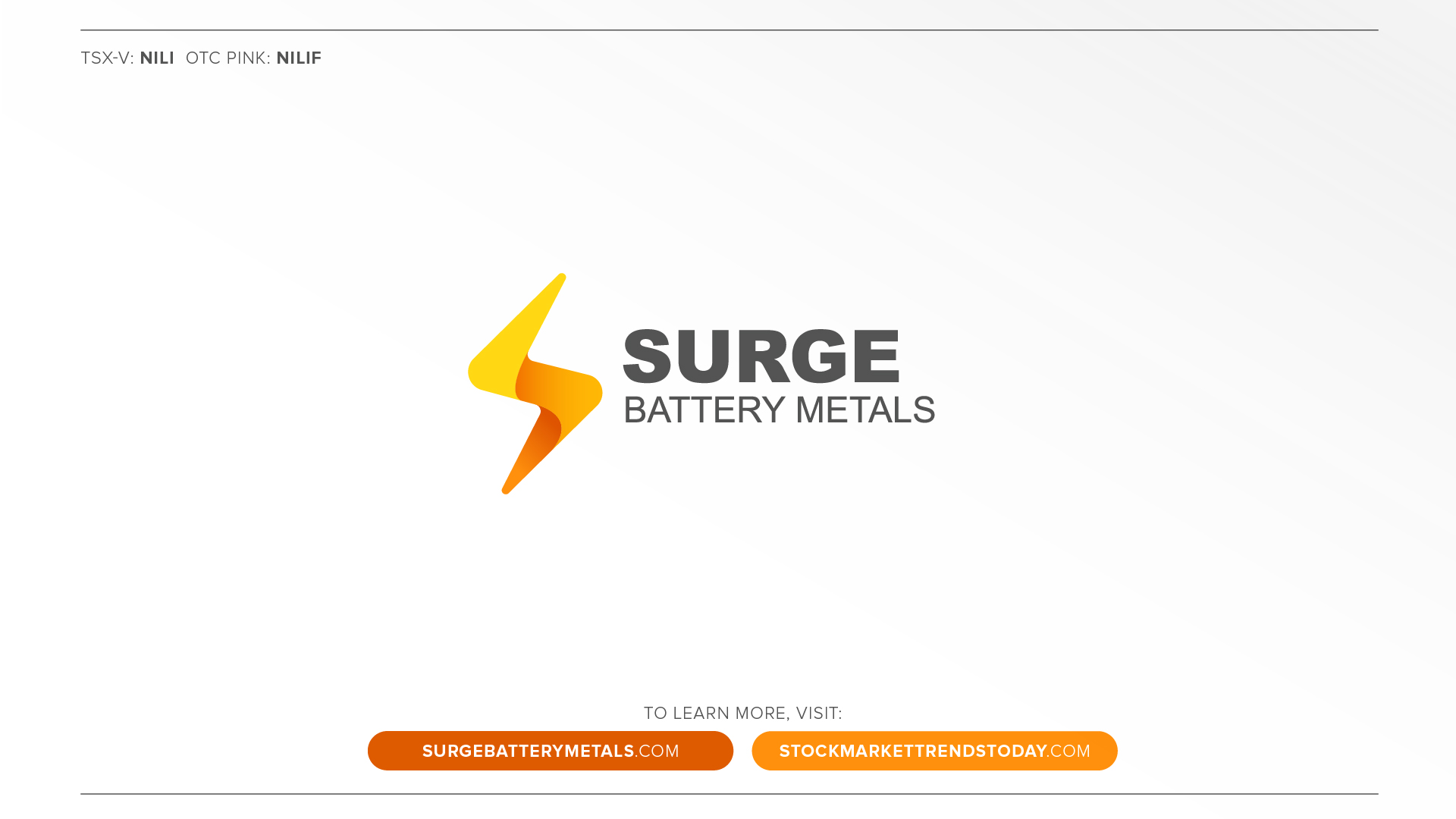 Surge Battery Metals Logo, stock symbols, website.