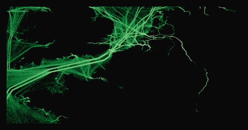 Map of marine traffic density along the English Channel