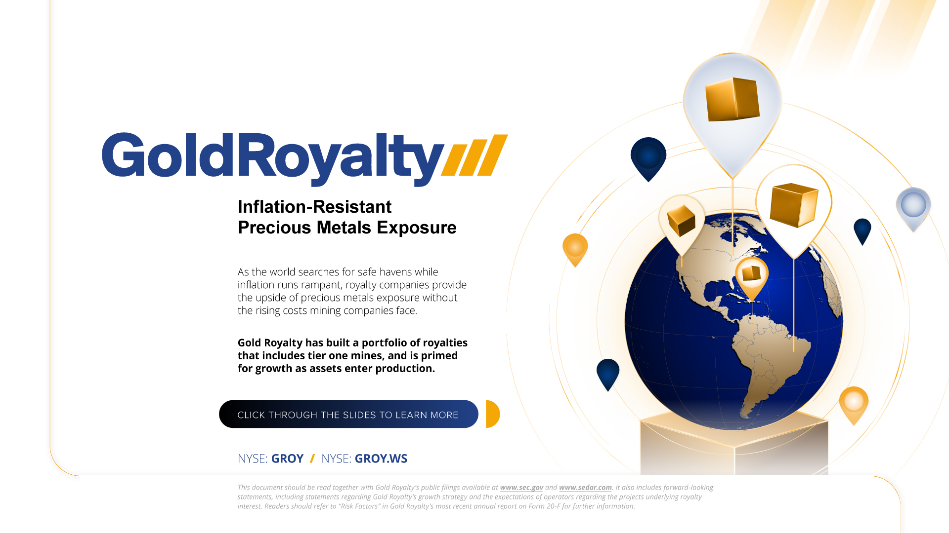 Introduction to Gold Royalty Corp, who has built a portfolio of royalties to provide investors with inflation-resistant precious metals exposure