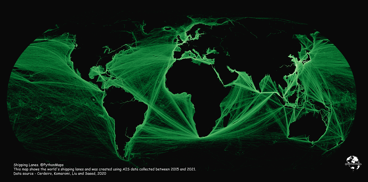 Mapping Shipping Lanes: Maritime Traffic Around the World