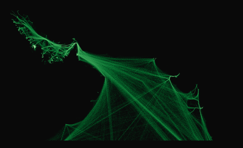 Map of marine traffic density along the Strait of Hormuz