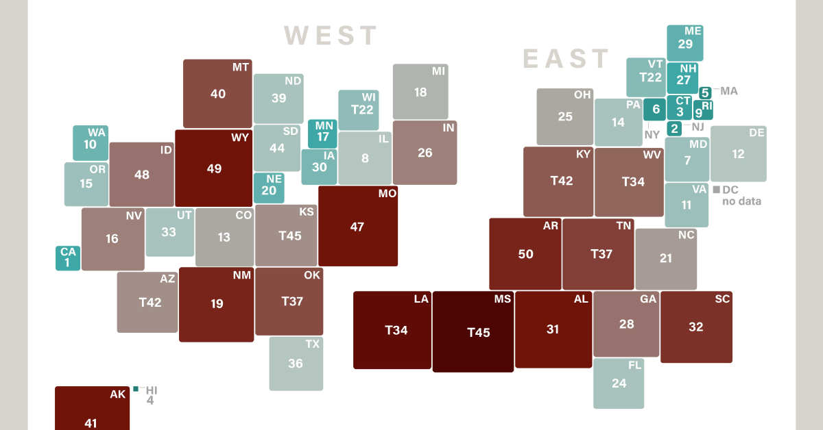 Ranking of each U.S. state's gun law, from strictest to loosest