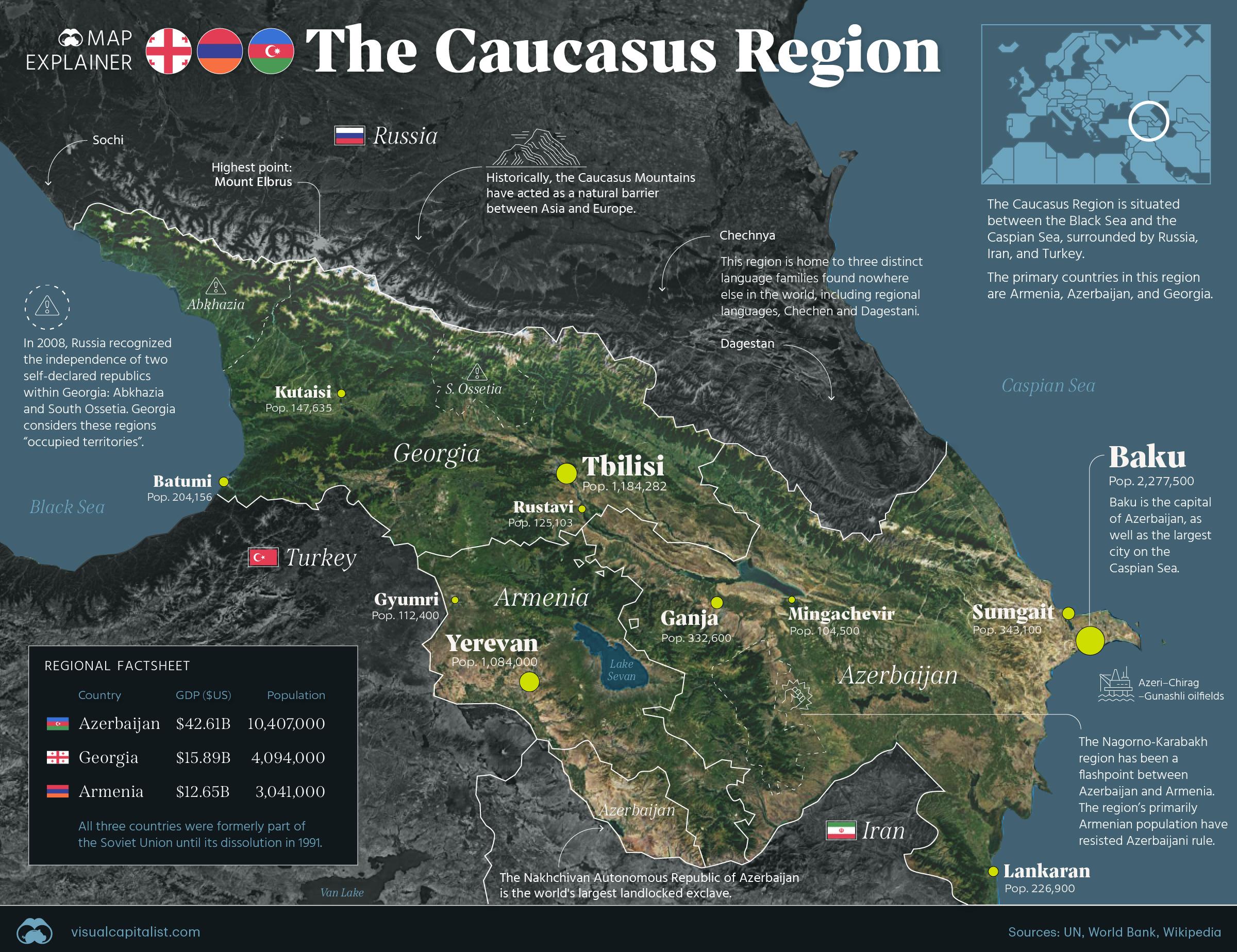 Explainer map of the caucasus region
