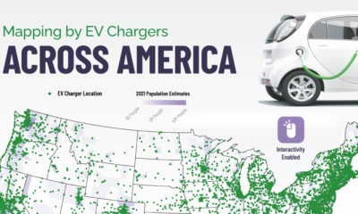 cropped image of map of EV chargers in America