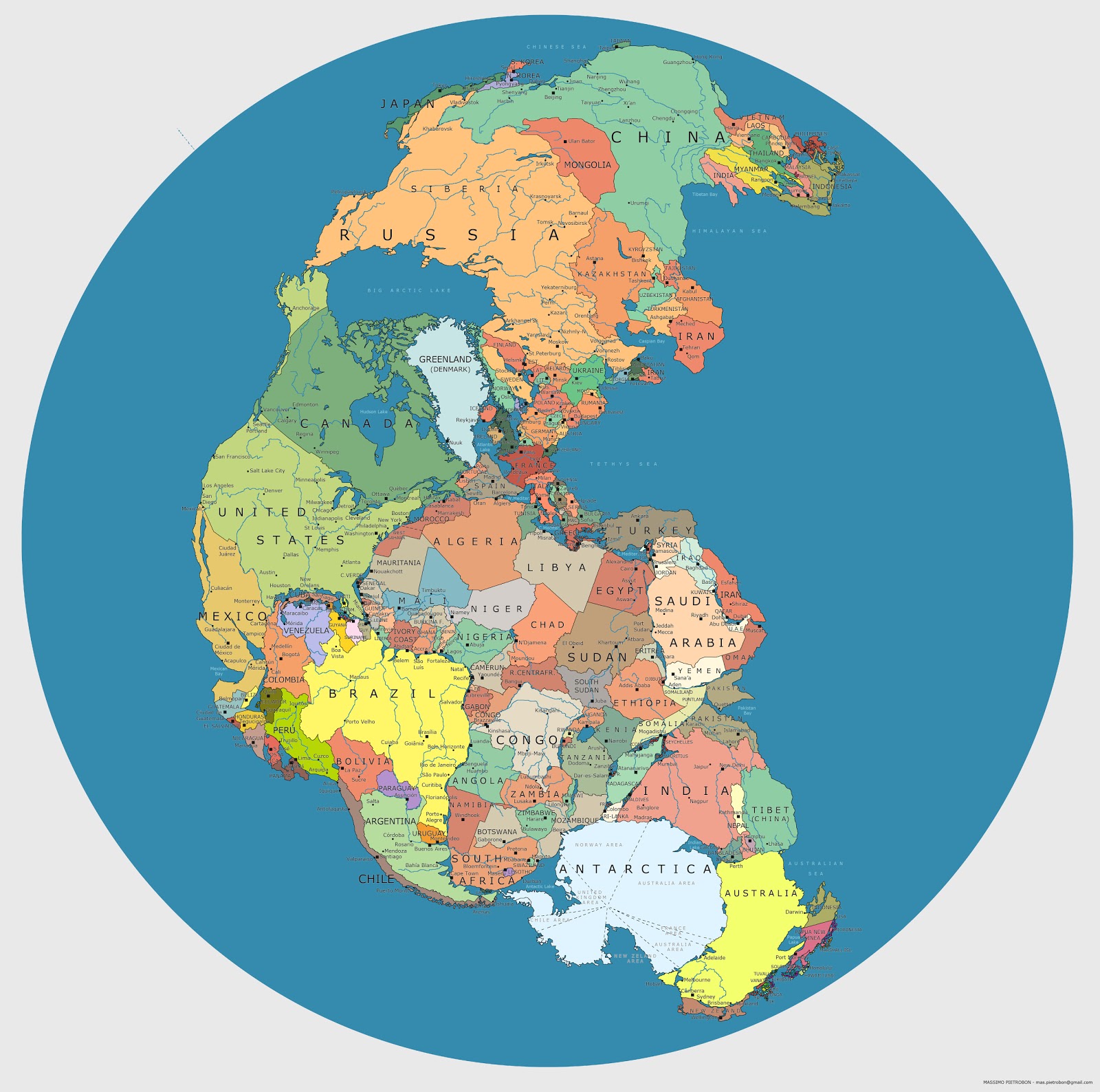 Incredible Map of Pangea With Modern Day Borders