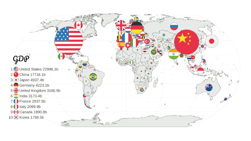 this map compares countries by GDP