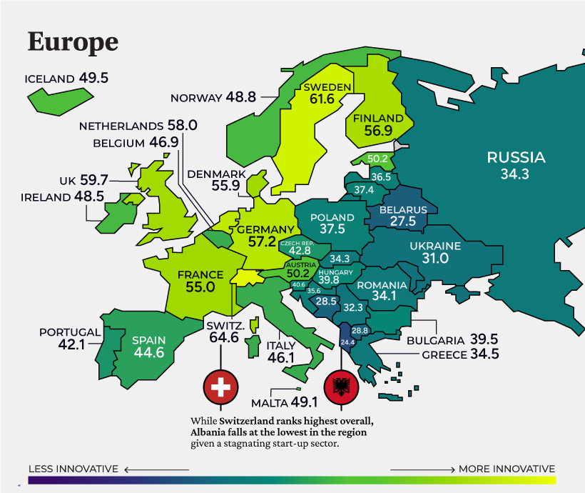 Mapped: The Most Innovative Countries in the World in 2022