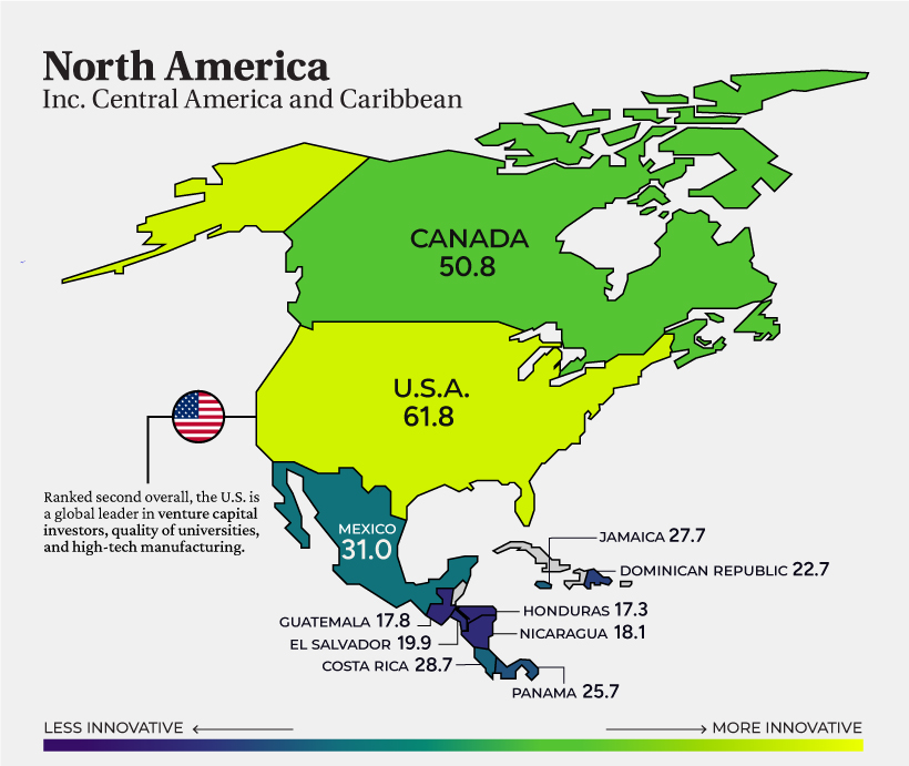 Most Innovative Countries in North America
