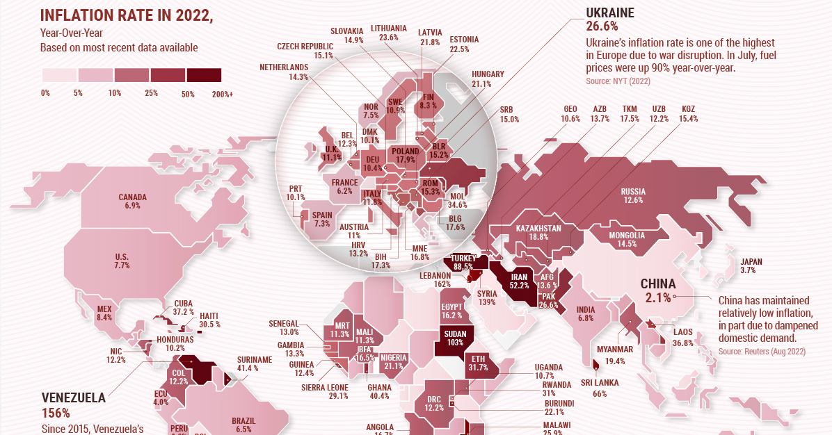 pedicab væv bølge Mapped: Which Countries Have the Highest Inflation?