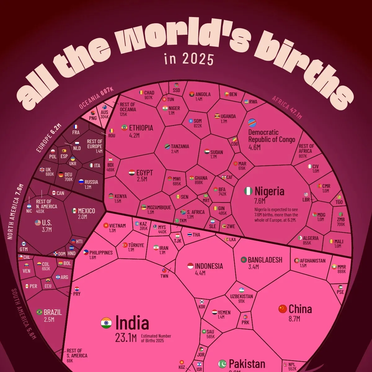 World’s births in 2025 giant chart preview image