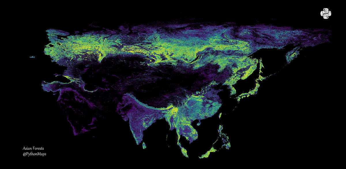 mapeo de la cubierta arbórea en Eurasia