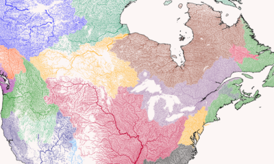 Maps of the world's river basins in each continent