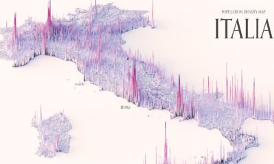 beautifully rendered population density maps of six major countries