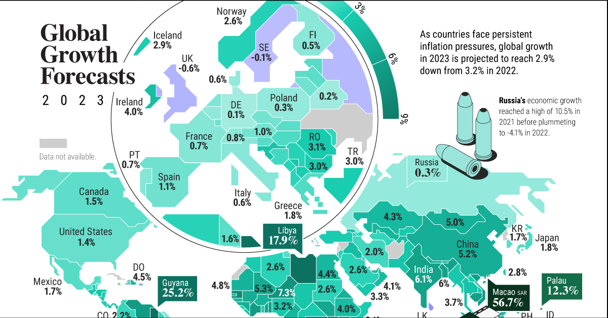 Mapped: GDP Growth Forecasts by Country, in 2023