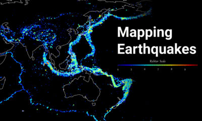 This map highlights the epicenters of earthquakes on record between 1956 and 2022.