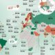 A map of the world with the price of a Starbucks Tall Latte listed against each country.