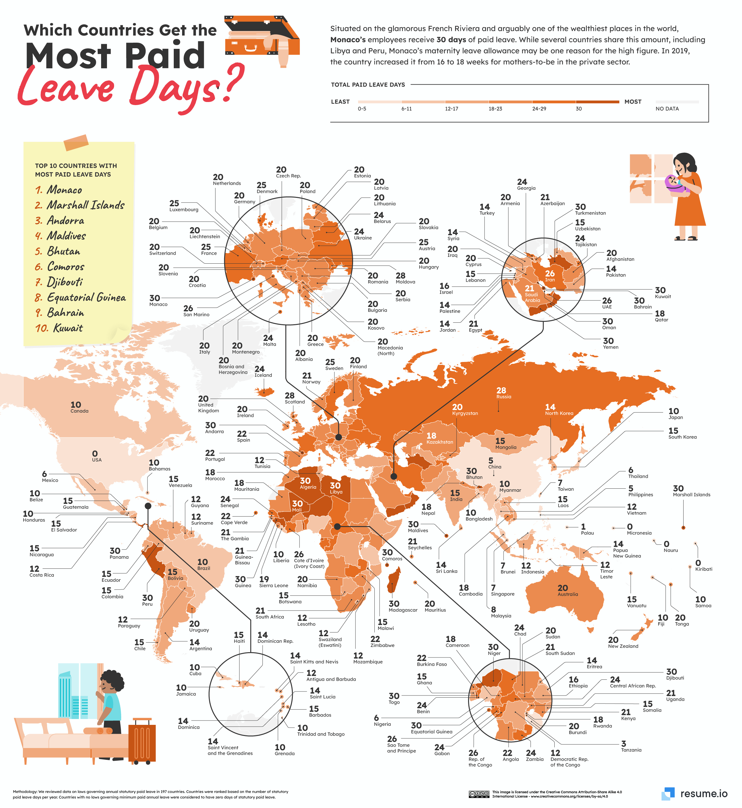 countries with most paid leave days