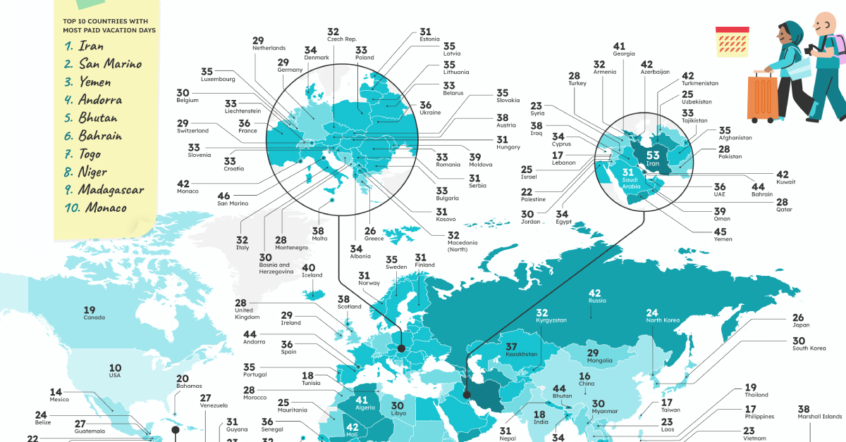 Quali stati hanno il maggior numero di giorni di ferie pagate?