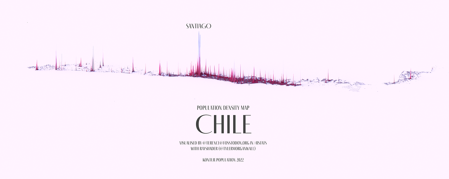This image shows a map of Chile and its population spread.