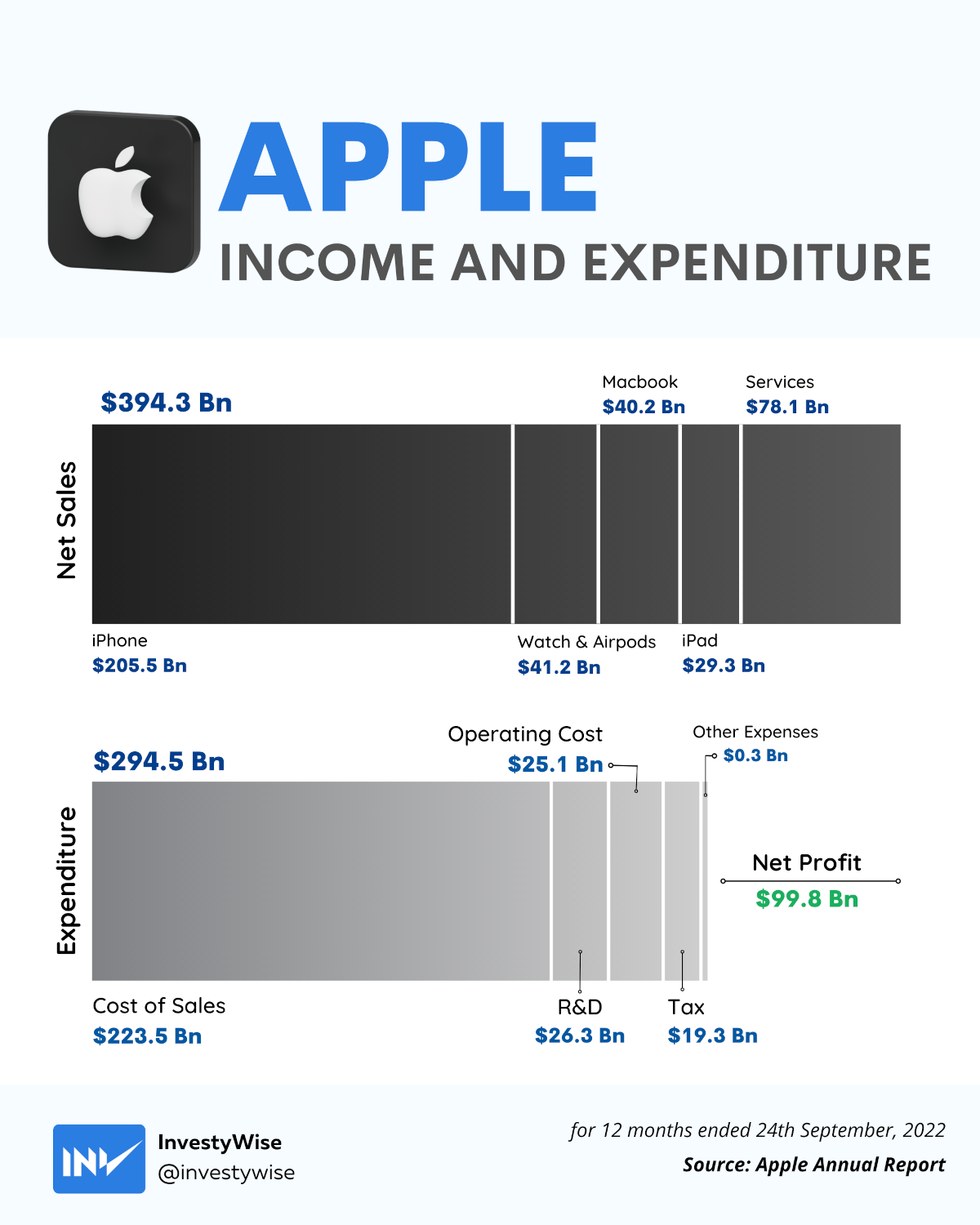 Apple's profit visualized from 2021-2022. 