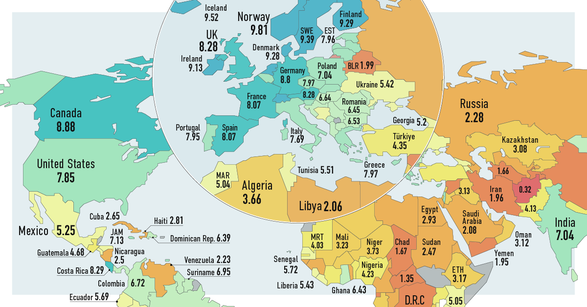 Mapped: The State of Economic Freedom in 2023