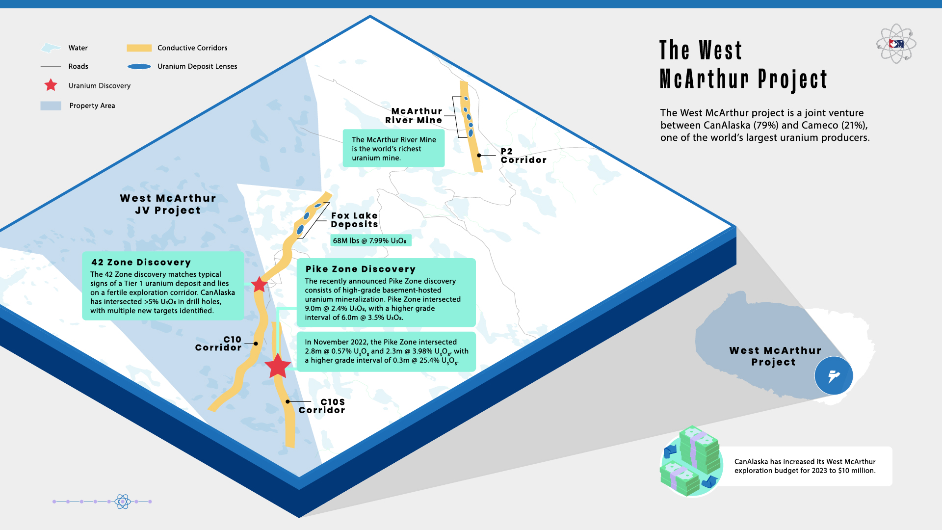 Map of CanAlaska Uranium’s West McArthur project in the Athabasca Basin.