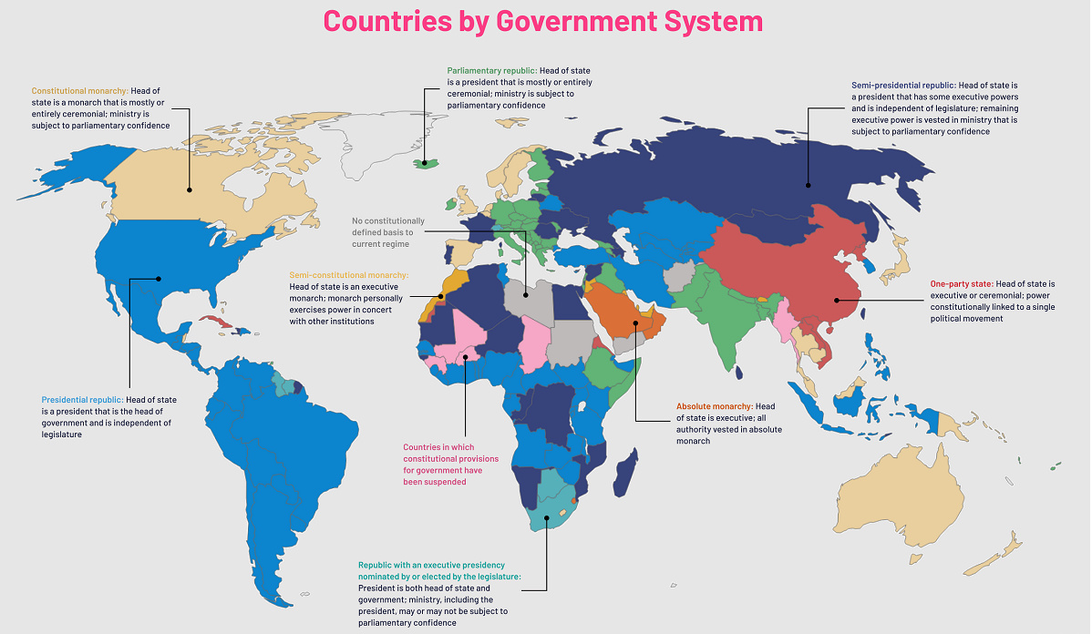 Mapped: The World’s Legal Government Systems