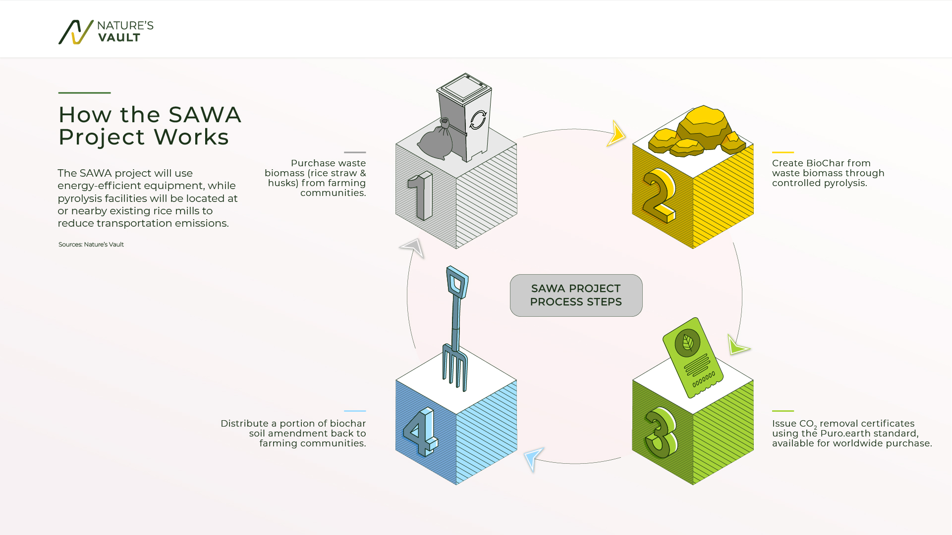 Graphic showing the steps of how BioChar is made.