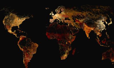 A map of all roads in the world, visualized by type.