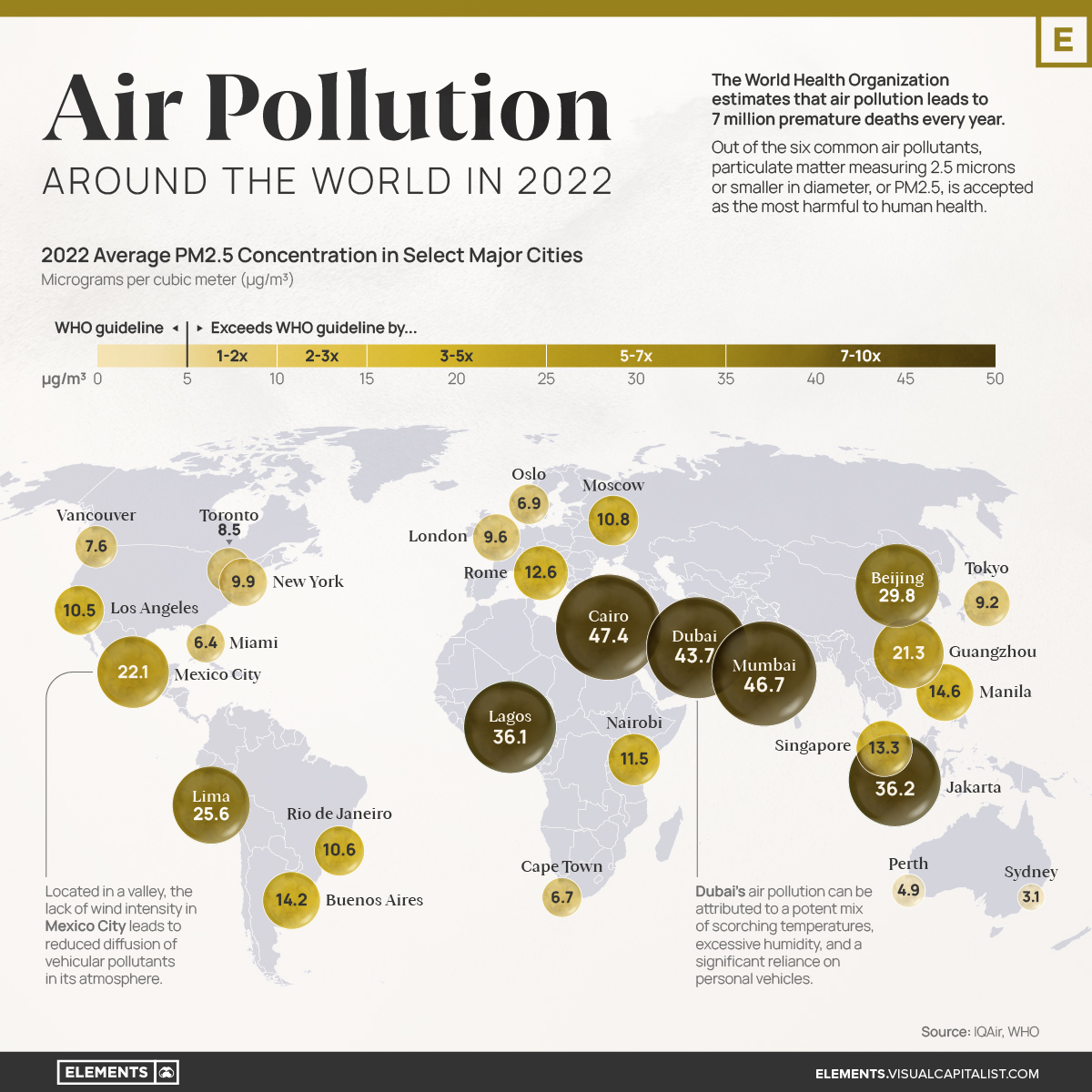 Mapped: Air Pollution Levels Around the World in 2022