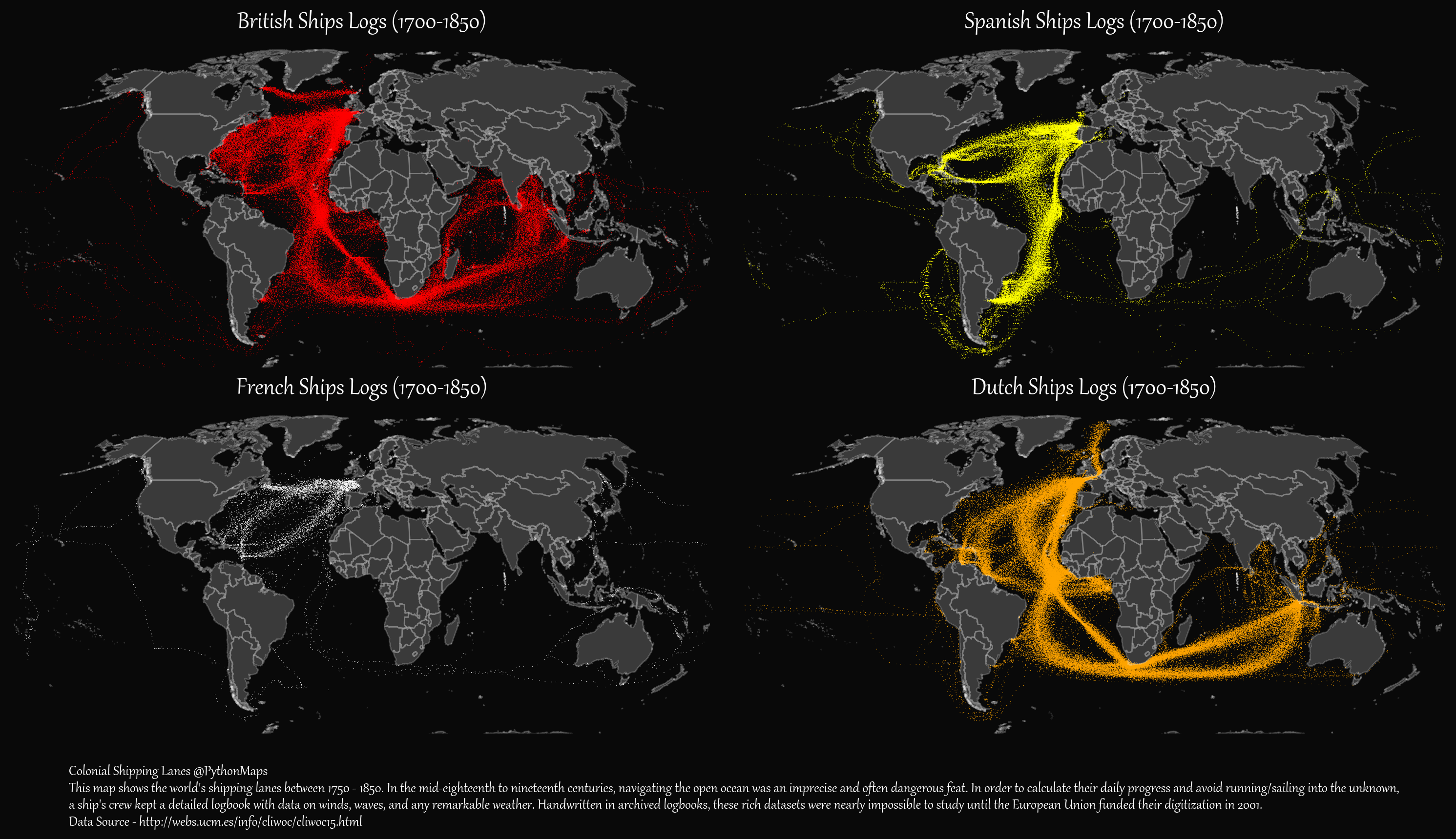 Mapped: Colonial Shipping Lanes