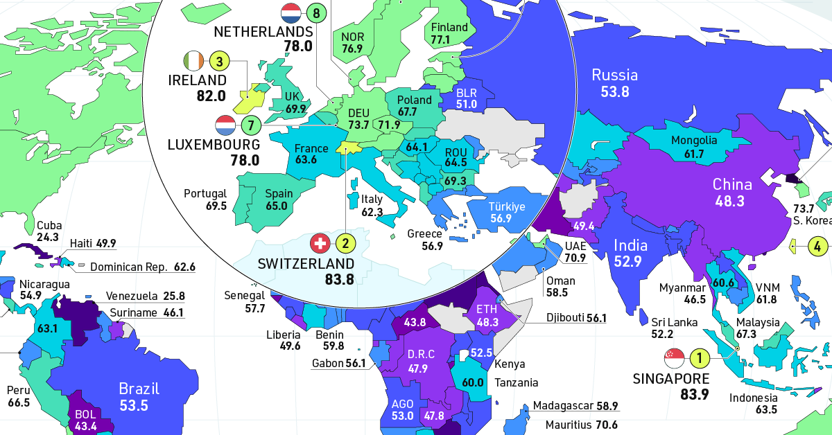 Mapped: The State of Economic Freedom in 2023