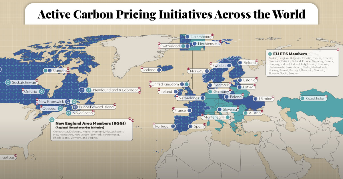 Shareable carbon pricing initiatives across the world