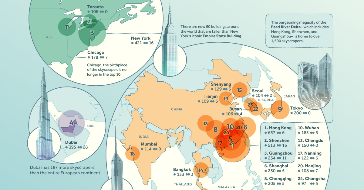 Ranked: The Cities with the Most Skyscrapers in 2023