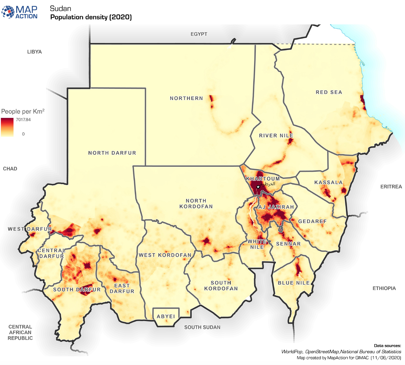 sudan population density map